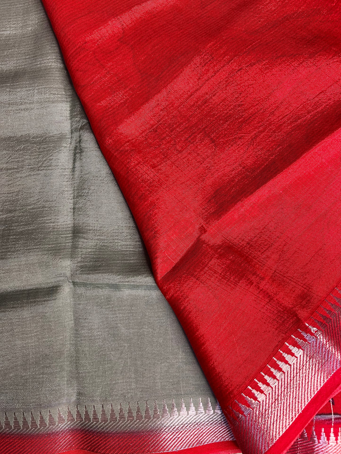 Ash blue digital print mangalgiri crepe saree