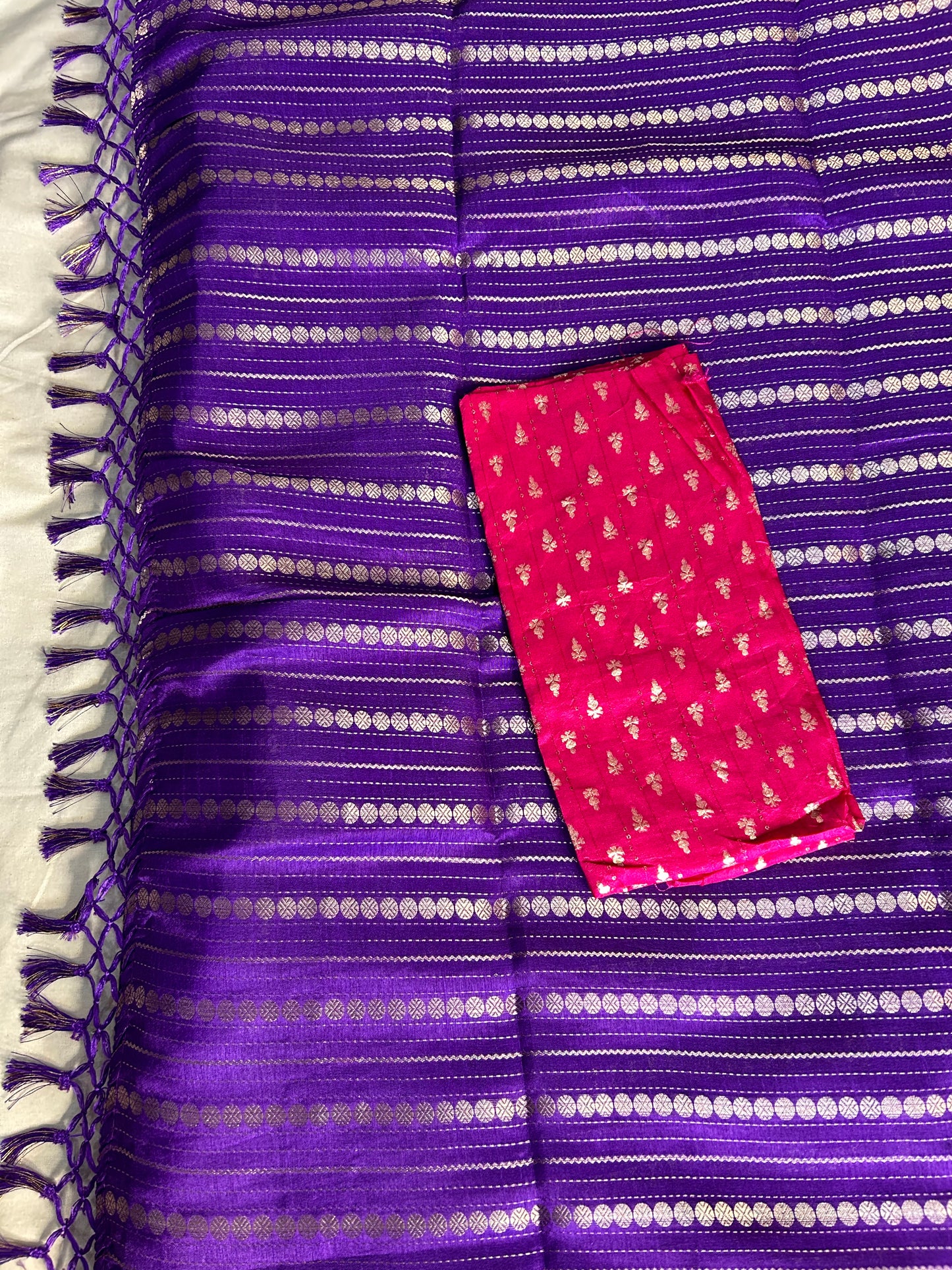 Royal blue gold stripes crepe saree