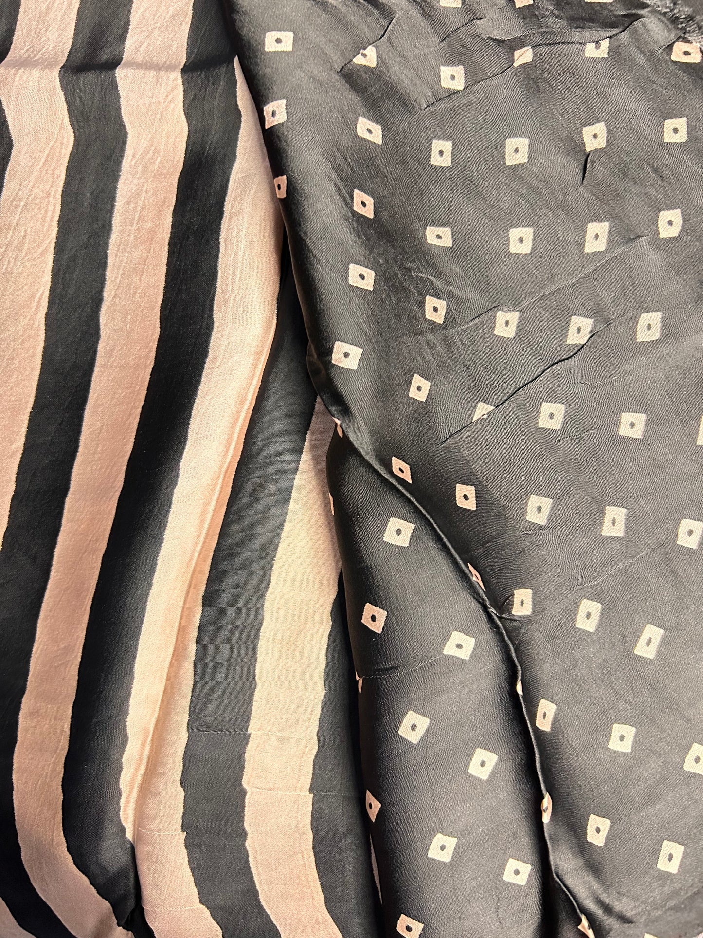 Black stripes Ajrakh modal silk saree