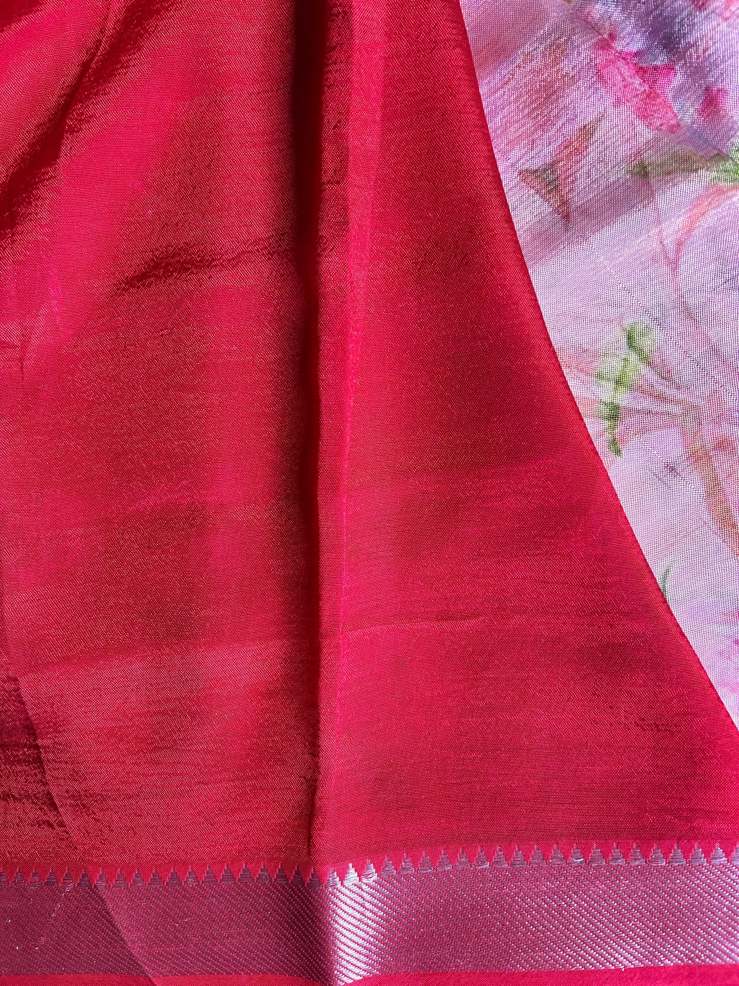 Pink digital print mangalgiri crepe saree
