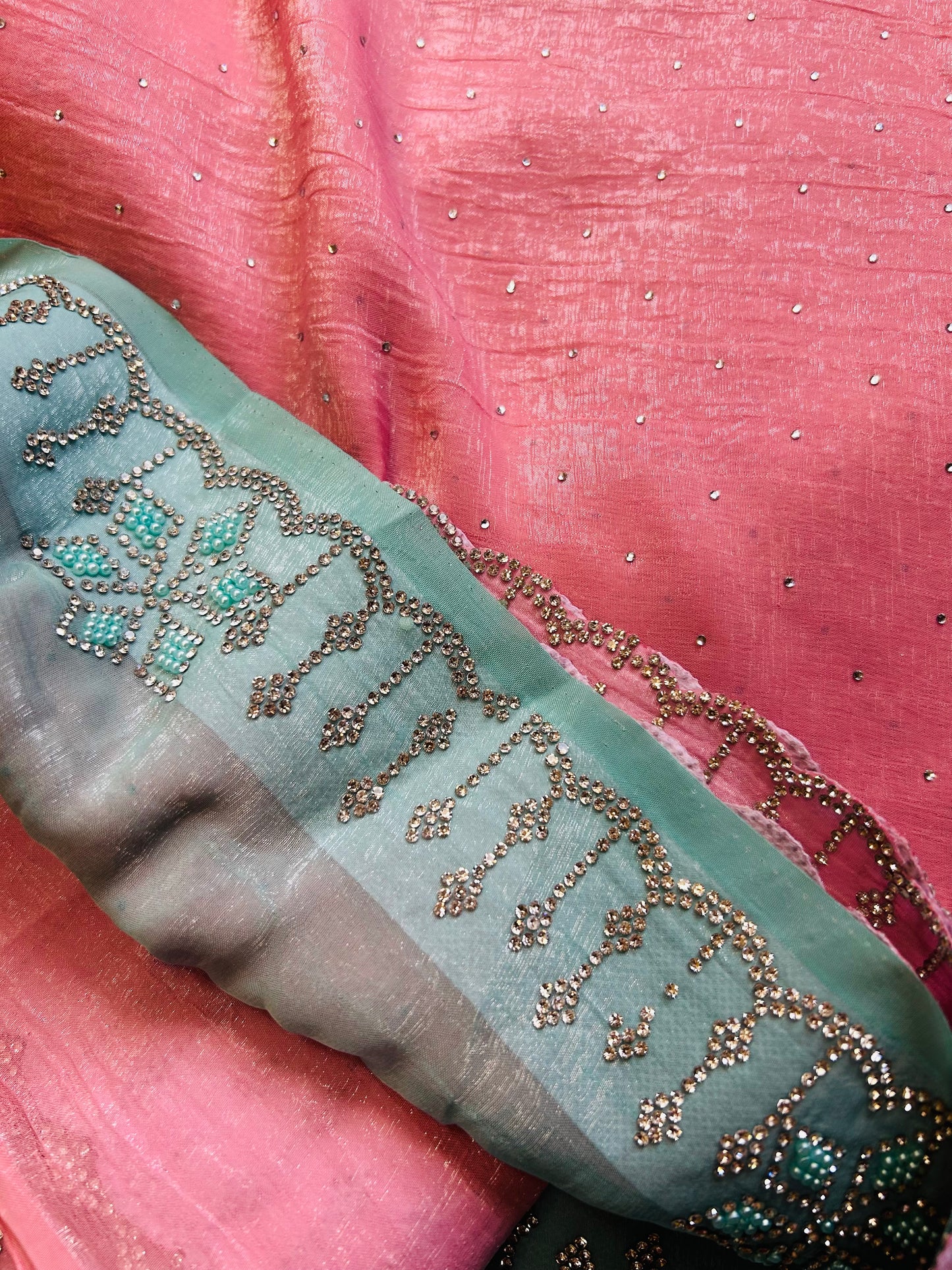 Pastel Pink crush tissue organza saree