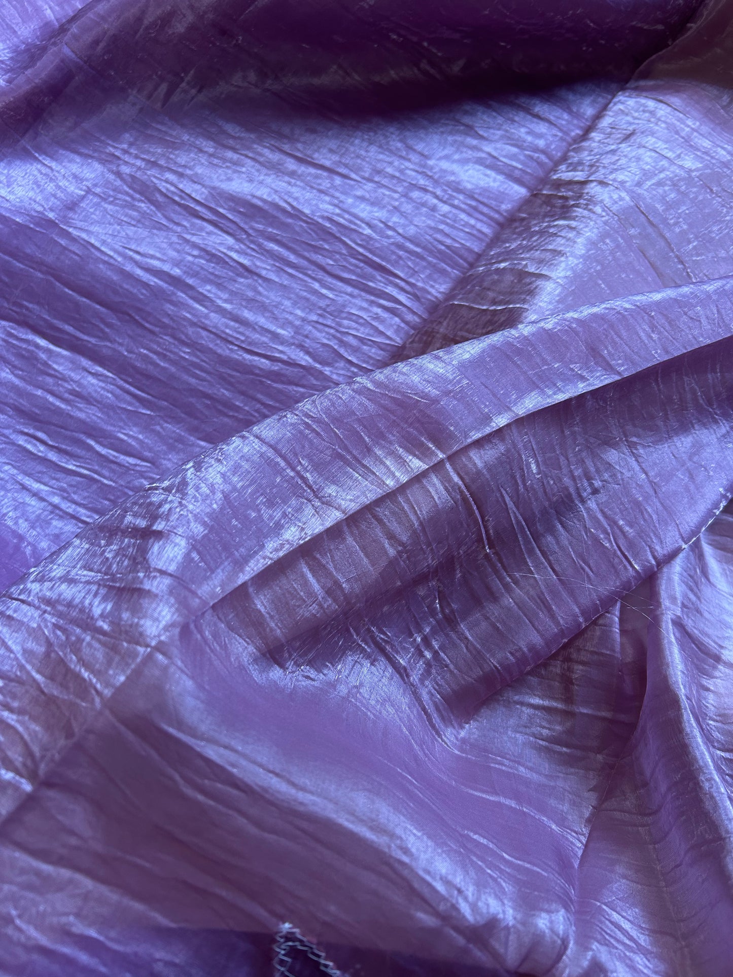 Lavender crush organza 3D floral appliqué work saree
