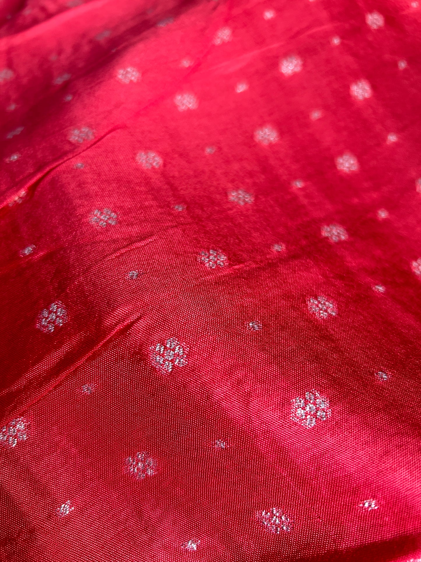 Red semi Mysore silk crepe saree