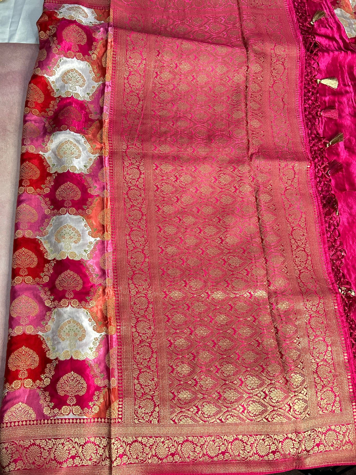Pink brocade Banarasi saree