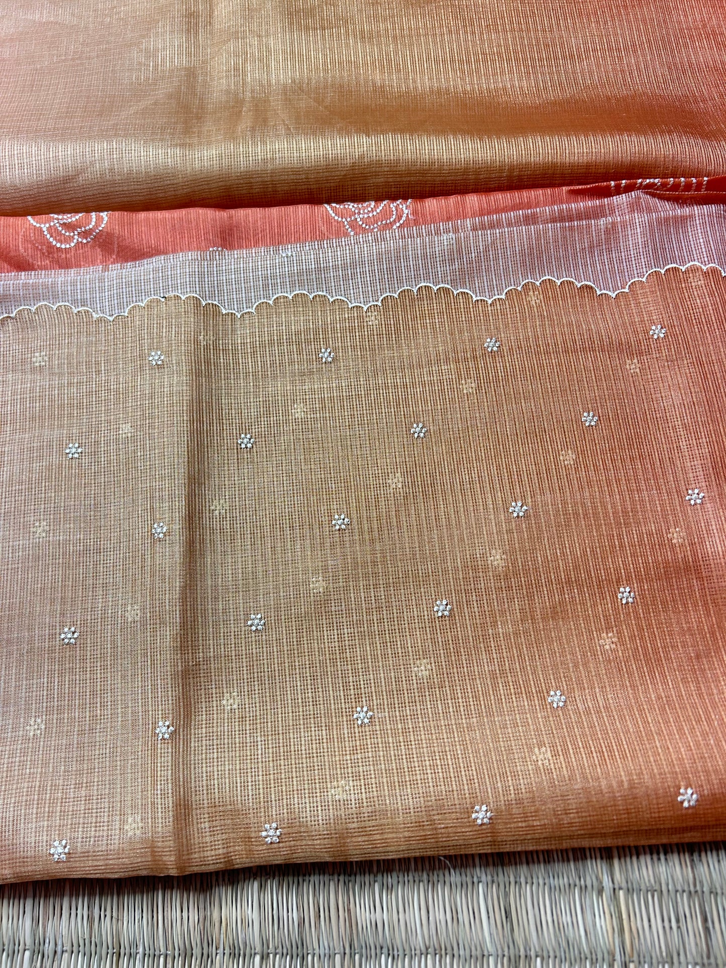 Green & off-white Kota Doria saree