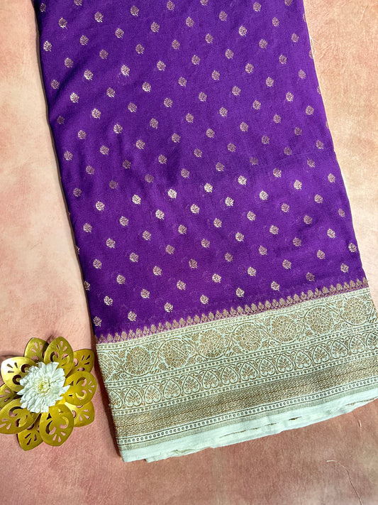 Purple khadi georgette Banarasi saree