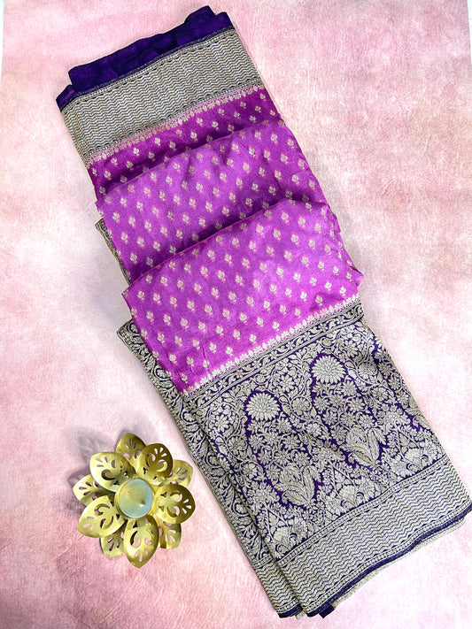 Pink-purple khadi georgette saree