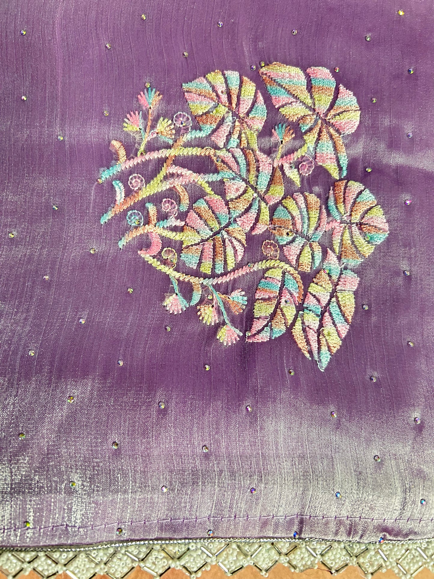 Lavender tissue organza saree