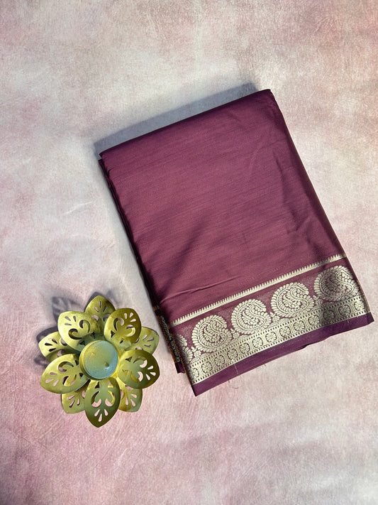Brown mango crepe Mysore silk saree