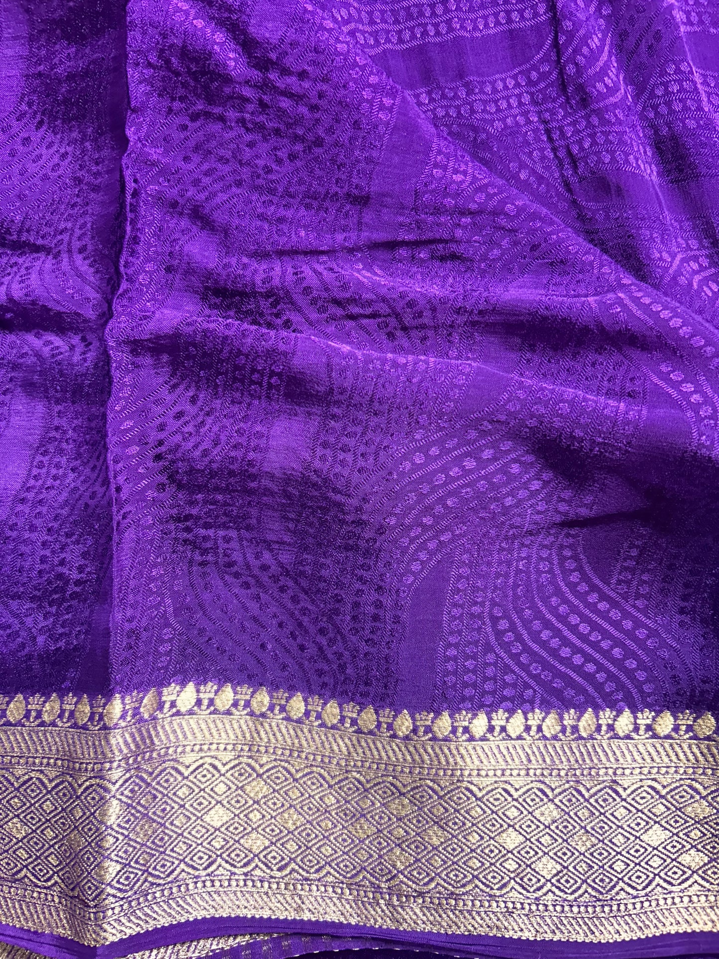 Purple chinon crepe saree