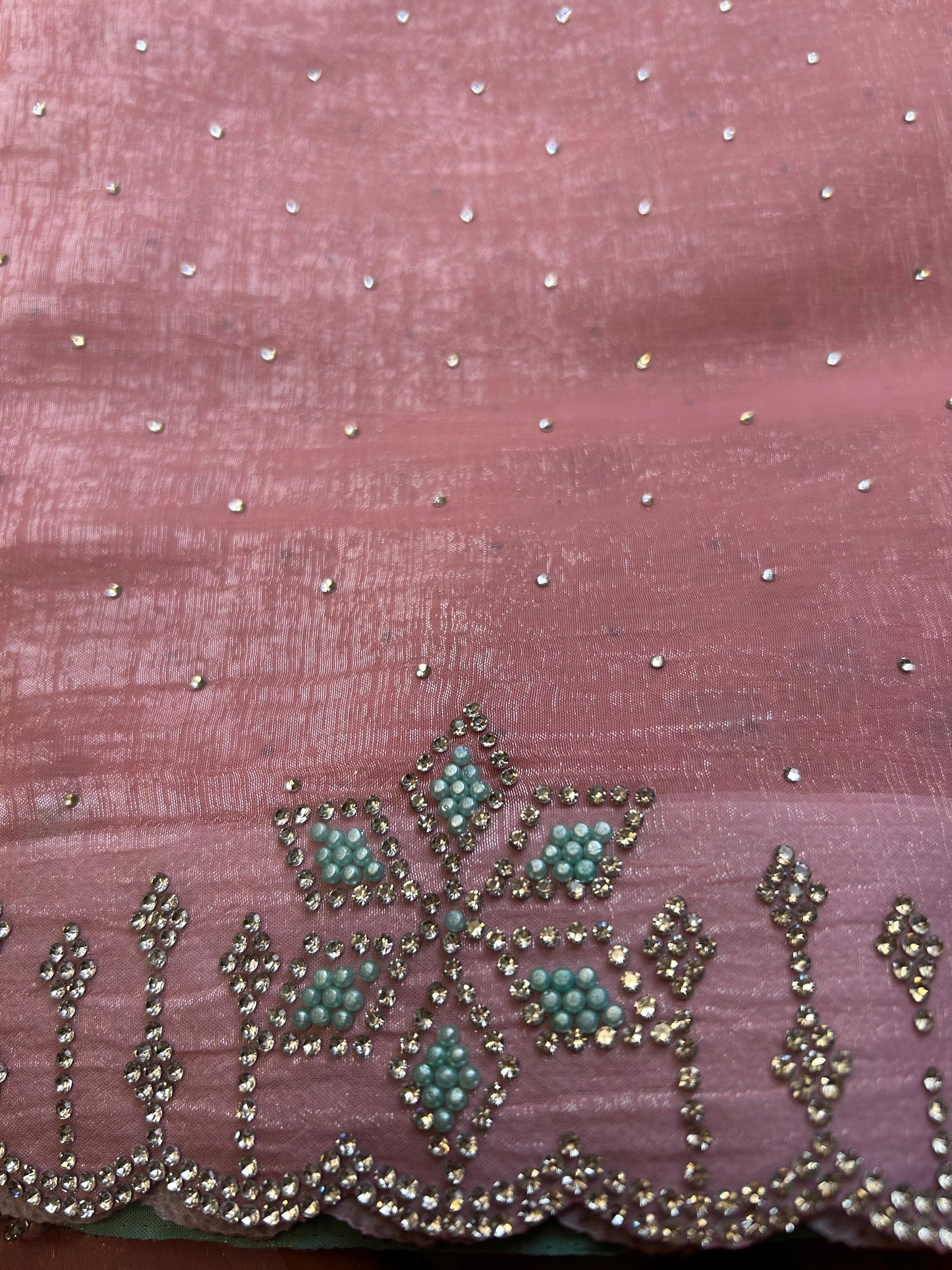 Pastel Pink crush tissue organza saree