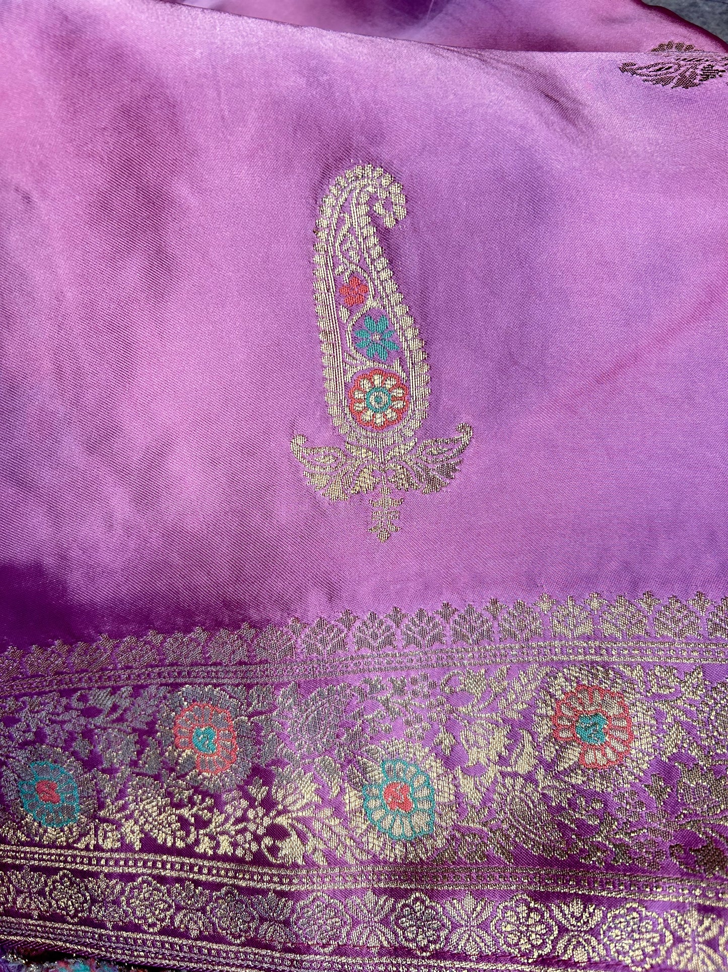 Pink Satin Banarasi saree