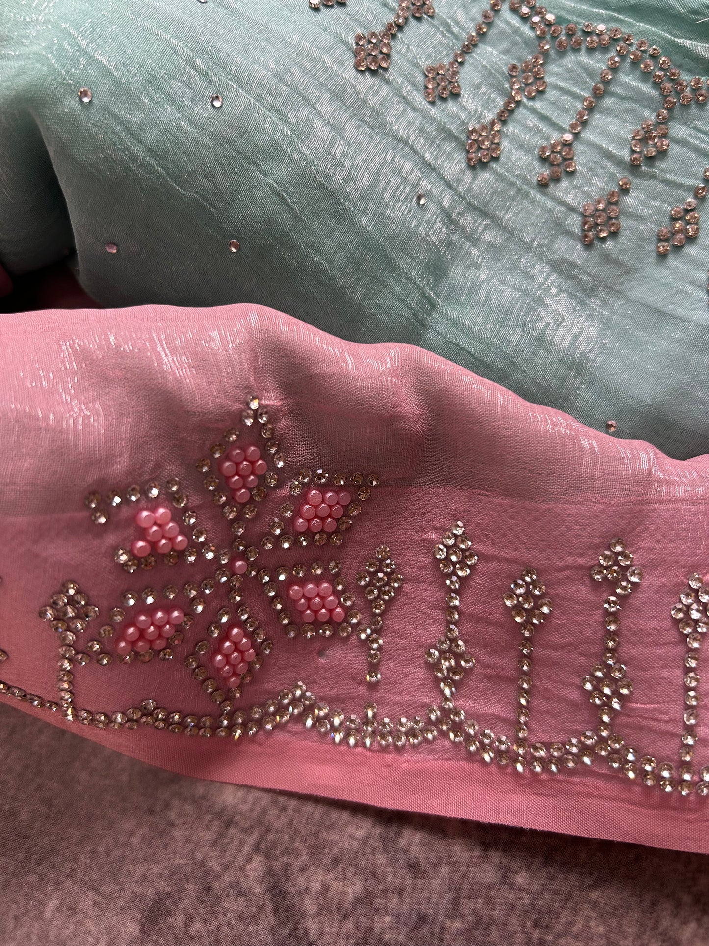 Pastel Blue crush tissue organza saree