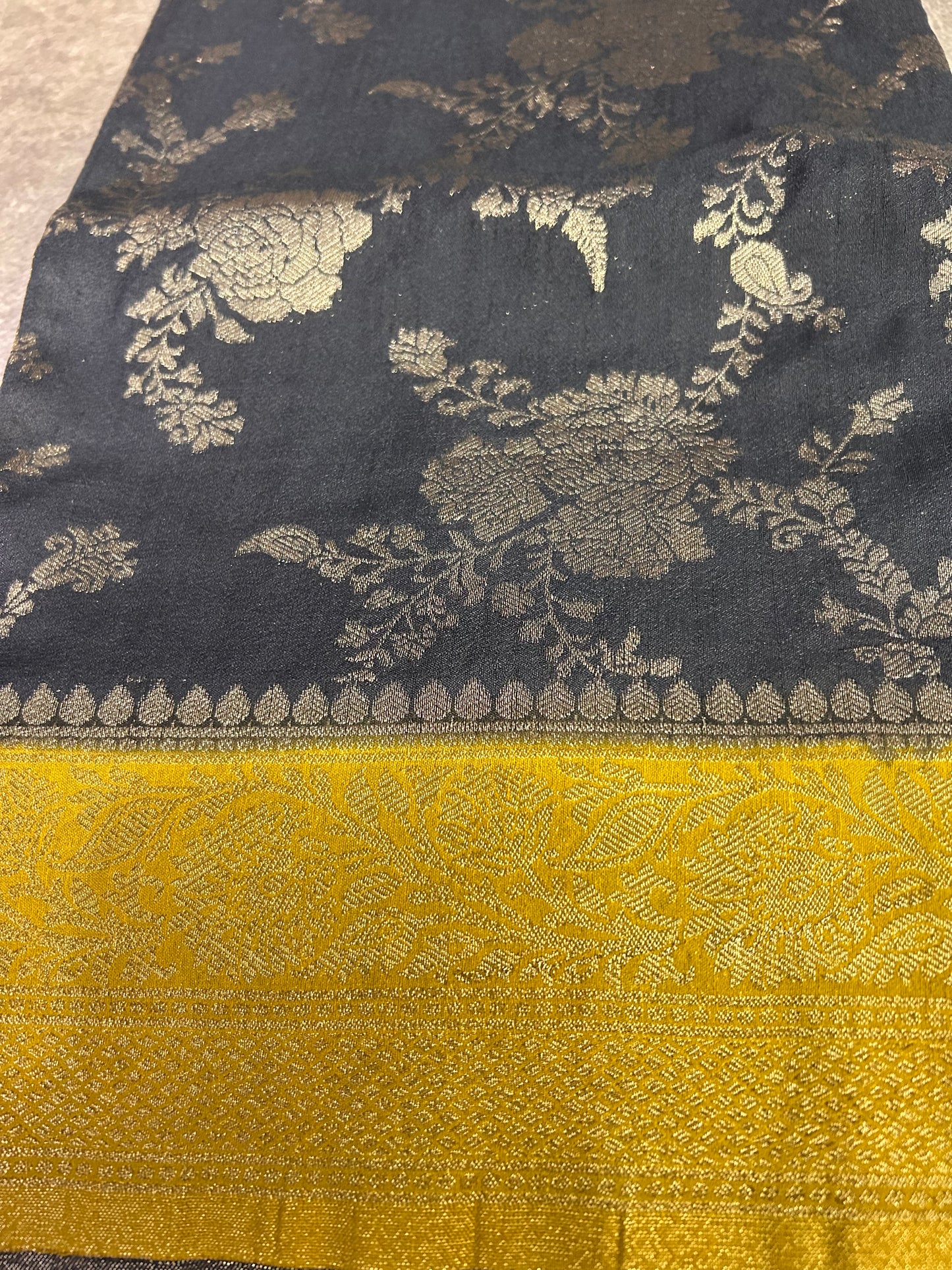 Black Banarasi crepe saree