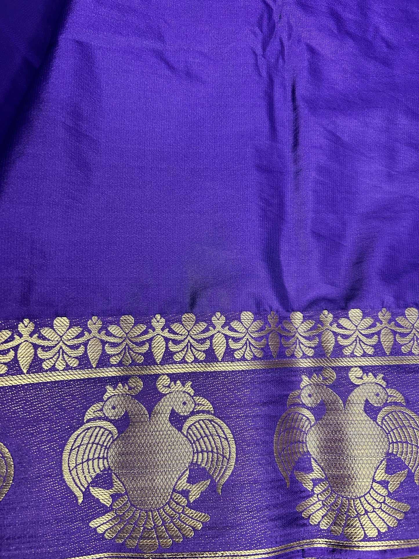 Purple gandaberunda crepe Mysore silk saree