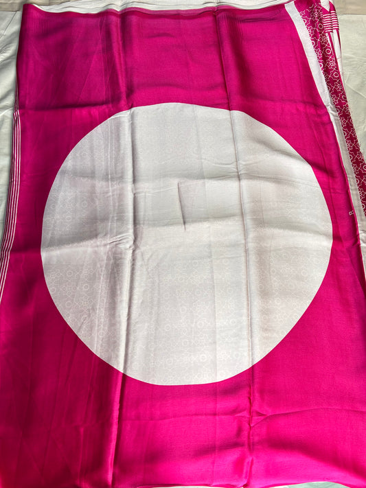 Pink Ajrakh satin saree