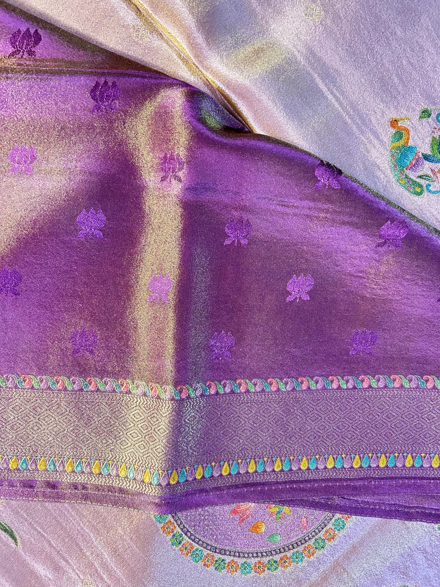 Lavender Tissue pashmina saree