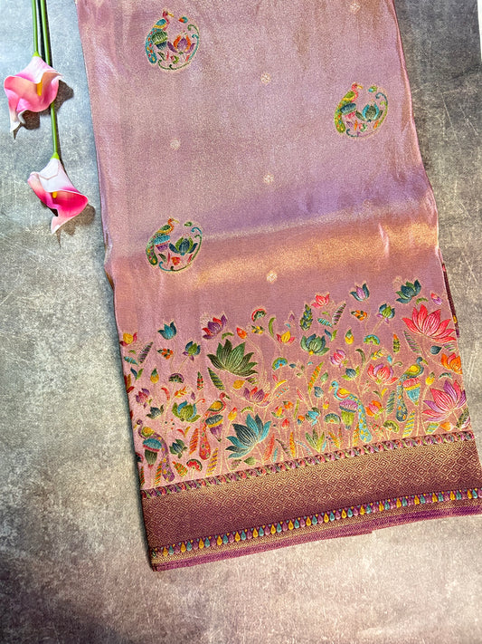 Lavender Tissue pashmina saree