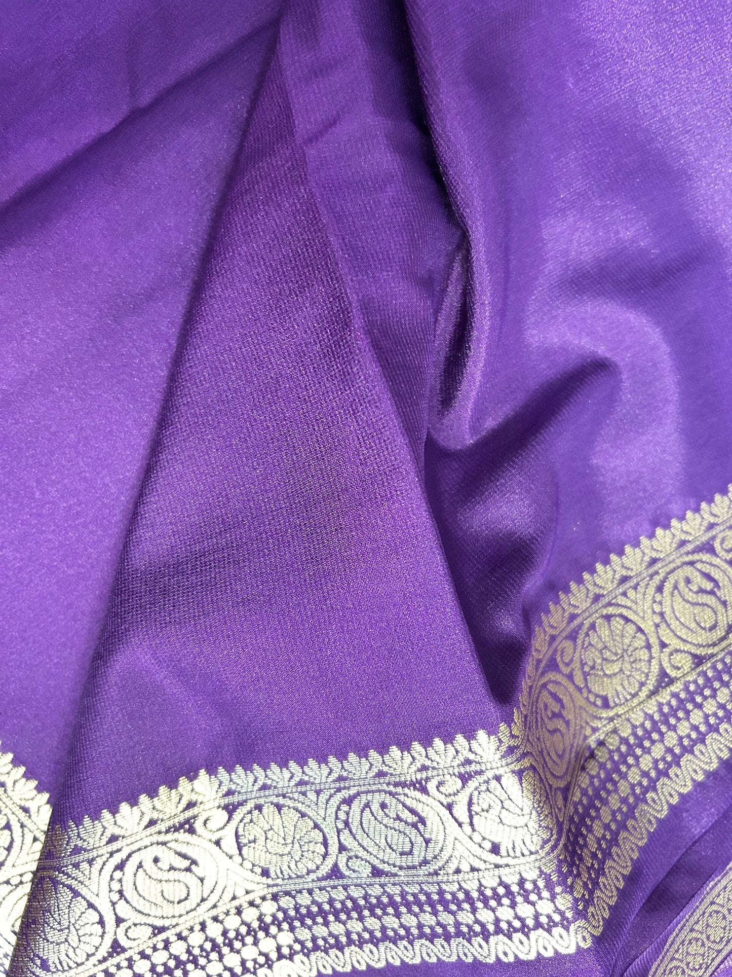 Purple semi Mysore silk crepe saree