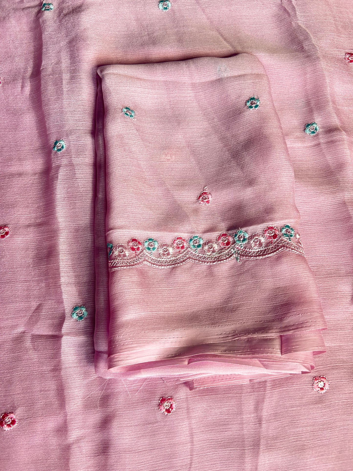 Pink fancy chiffon georgette saree