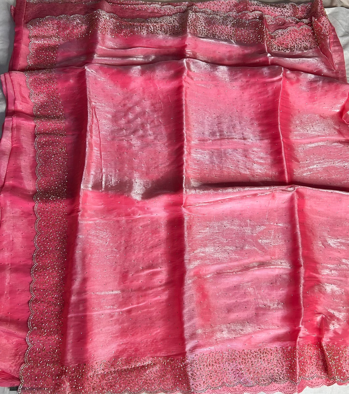 Pink space silk saree