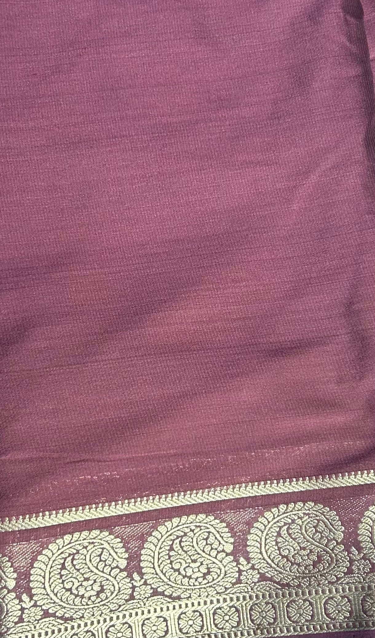 Brown mango crepe Mysore silk saree