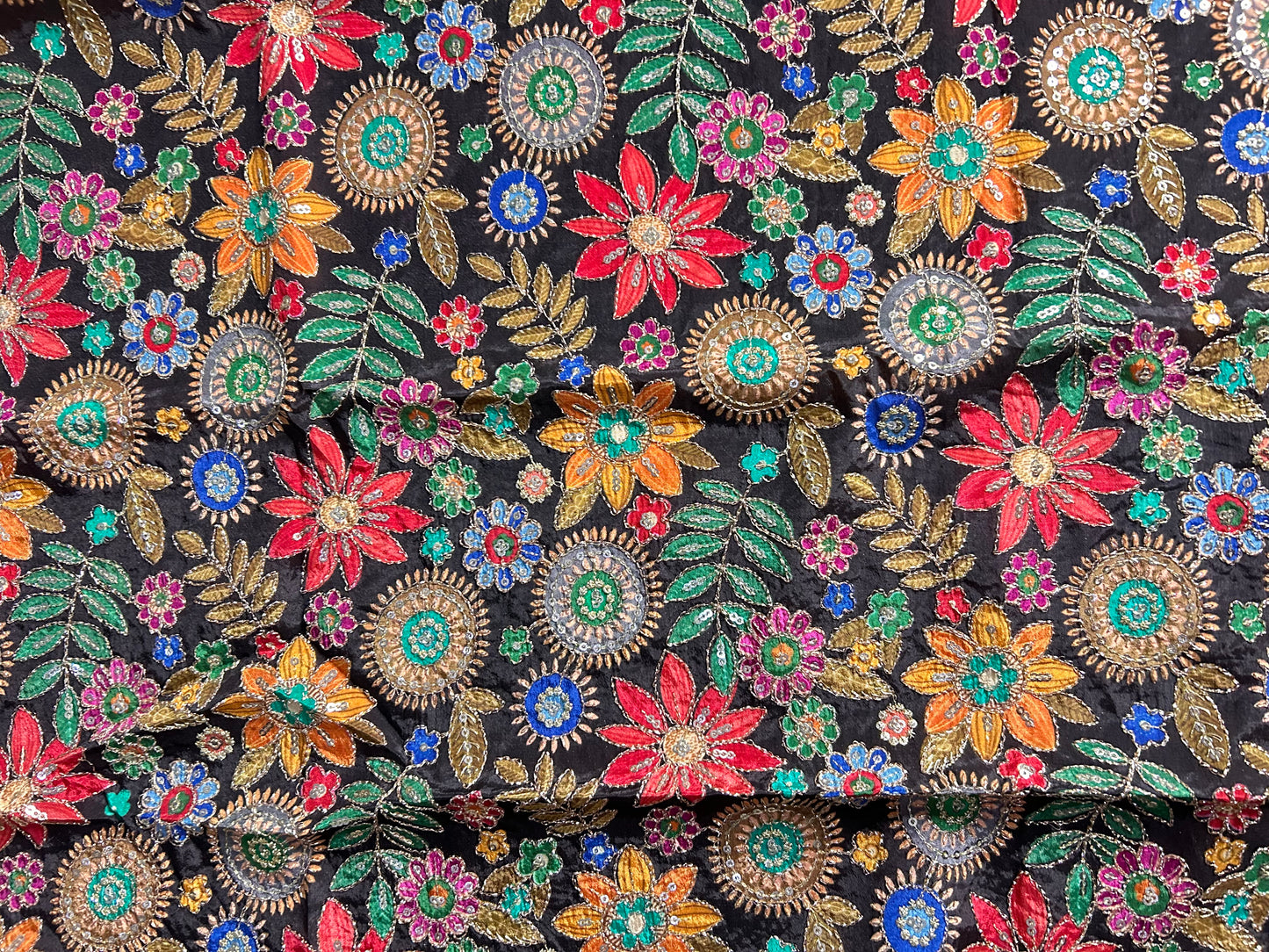 Black floral crepe blouse