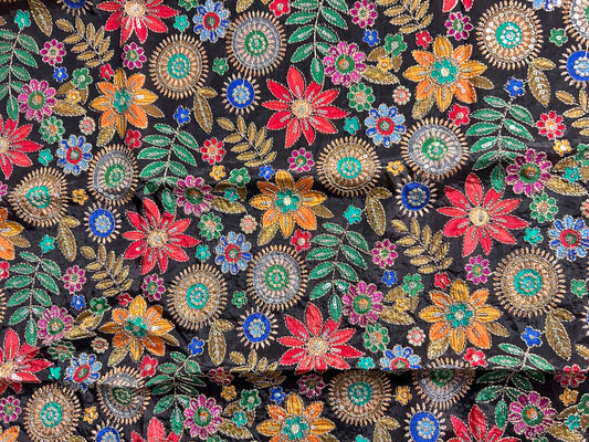 Black floral crepe blouse