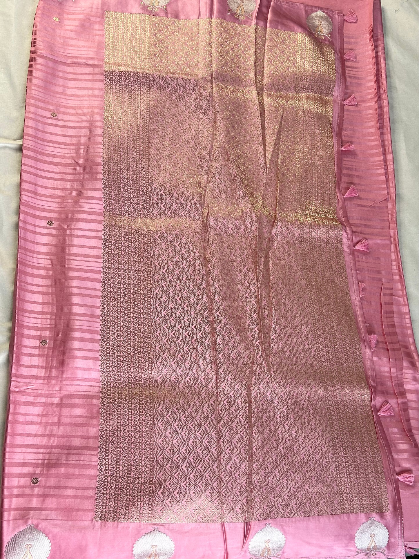 Stripes satin crepe saree