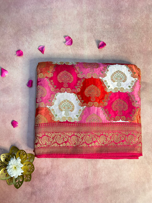 Pink brocade Banarasi saree