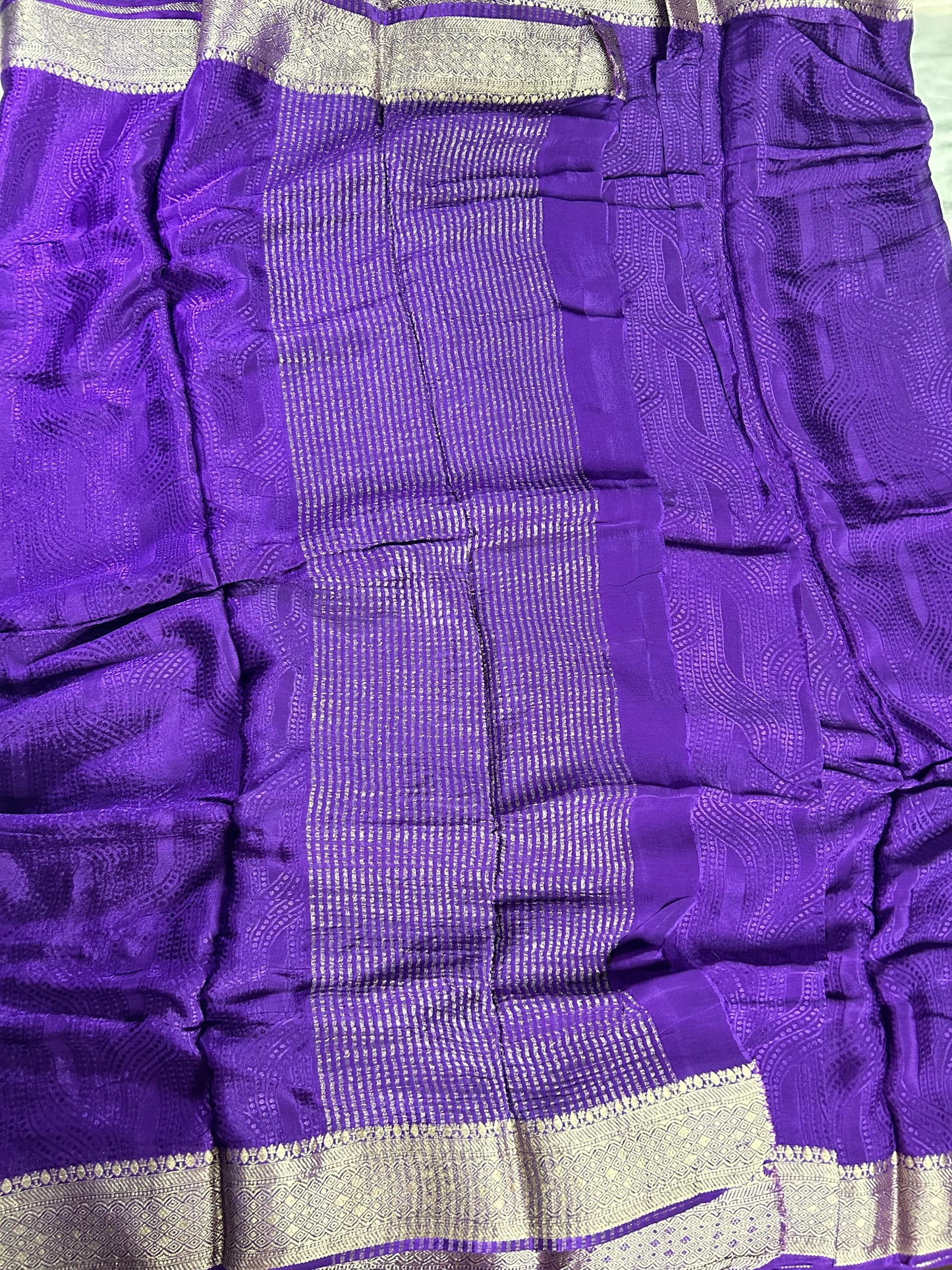 Purple chinon crepe saree