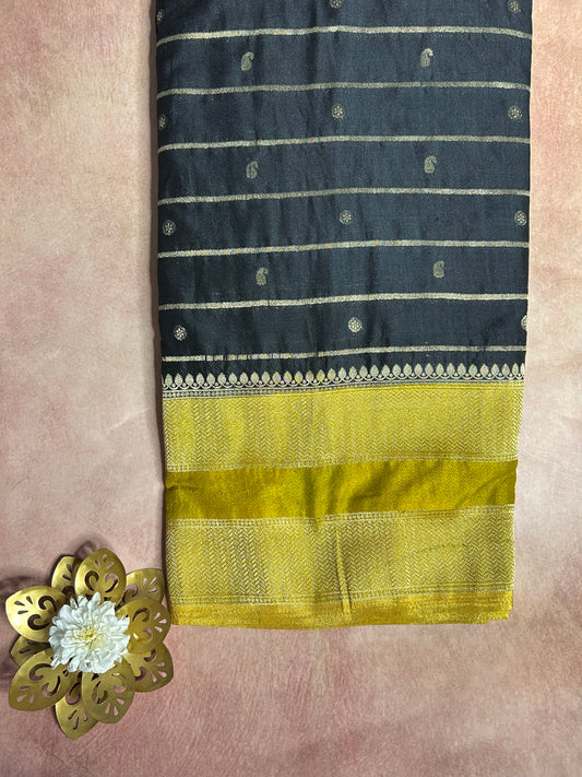 Black stripes chinon crepe saree