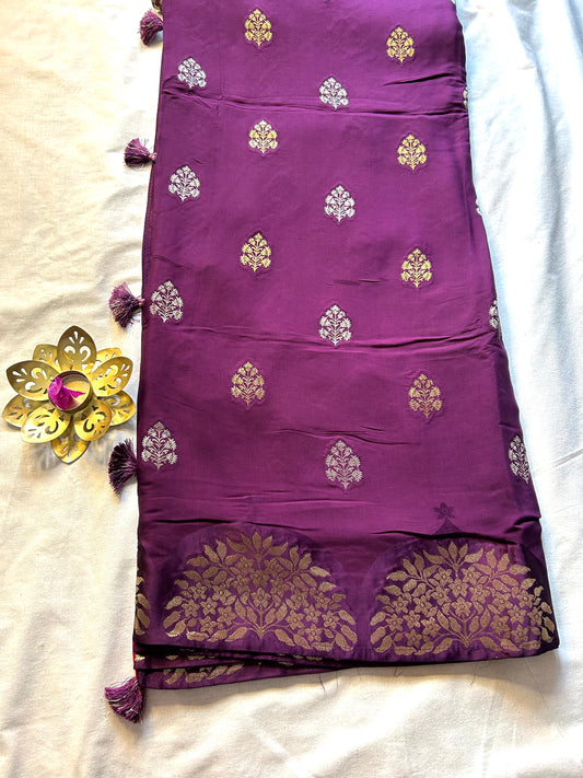 Satin border crepe saree