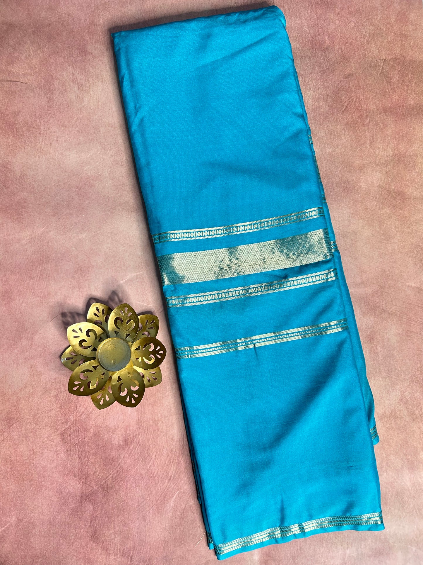 Sky Blue bentex crepe Mysore silk saree