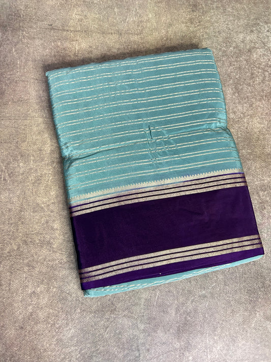 Blue stripes chinon crepe saree