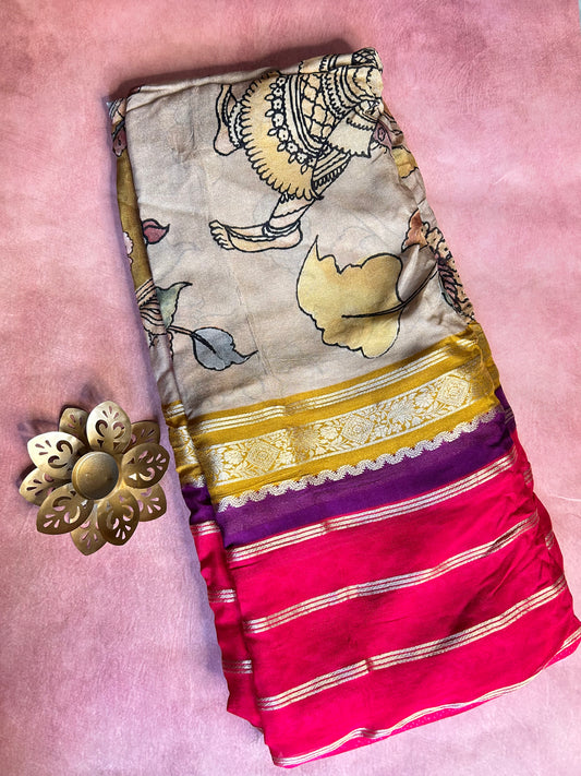 Kalamkari chinon crepe saree
