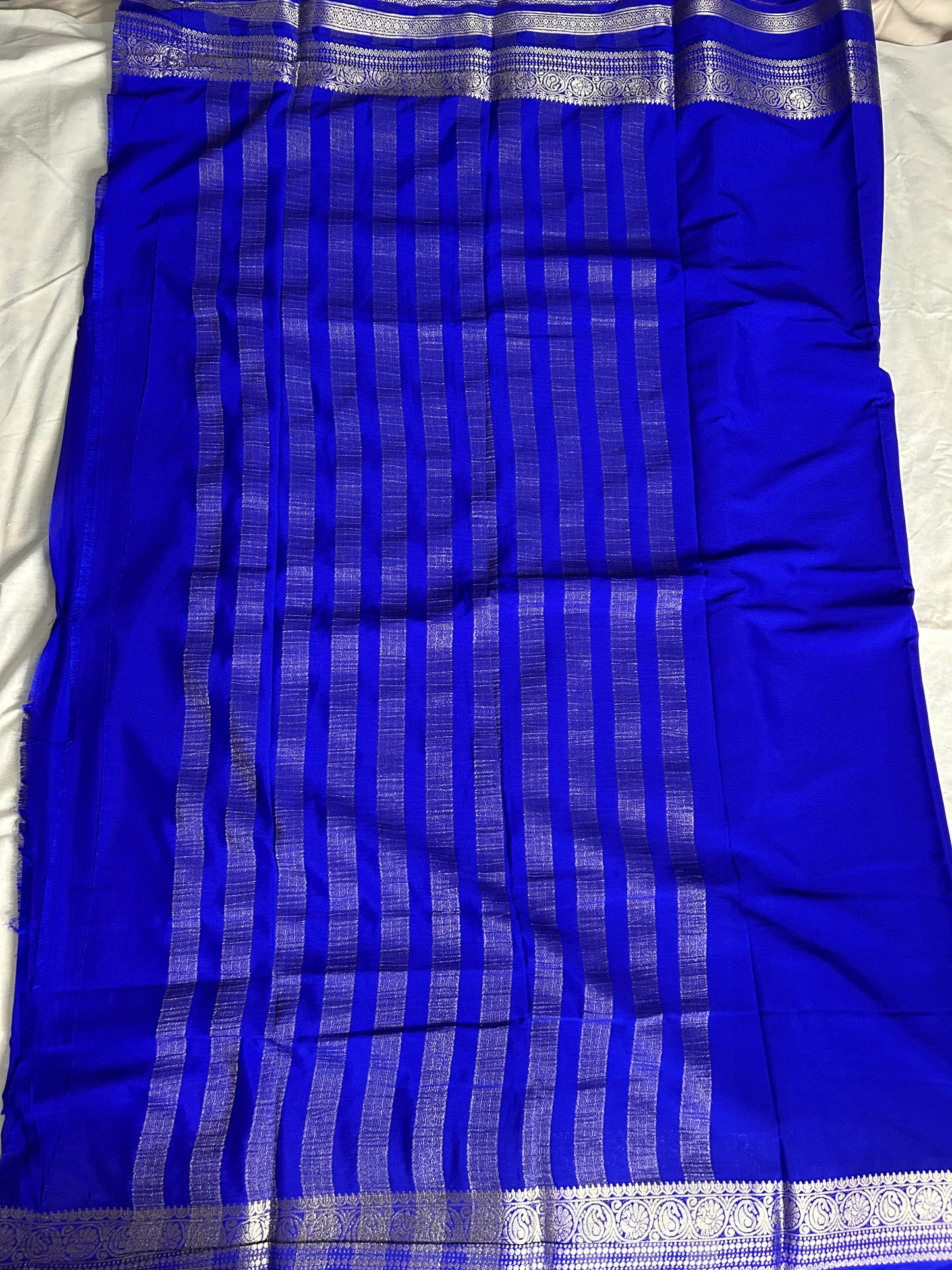 Royal blue semi Mysore crepe silk saree
