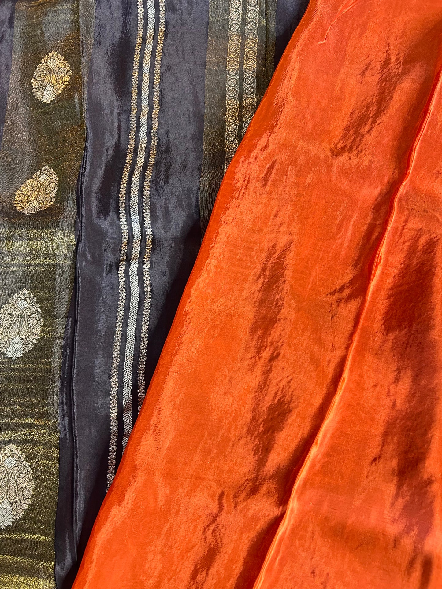 Black chinon crepe saree