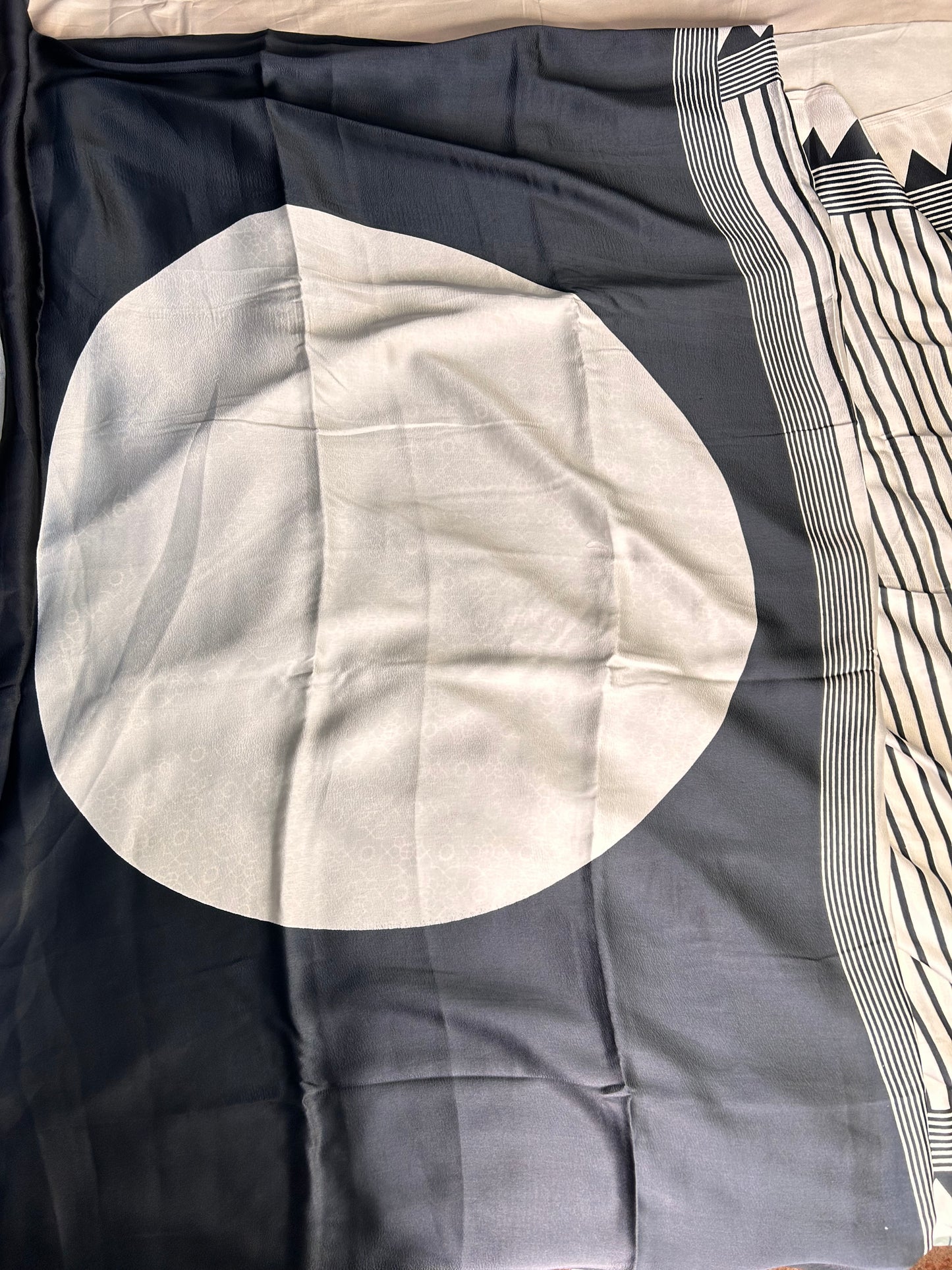 Ajrakh black semi-modal saree