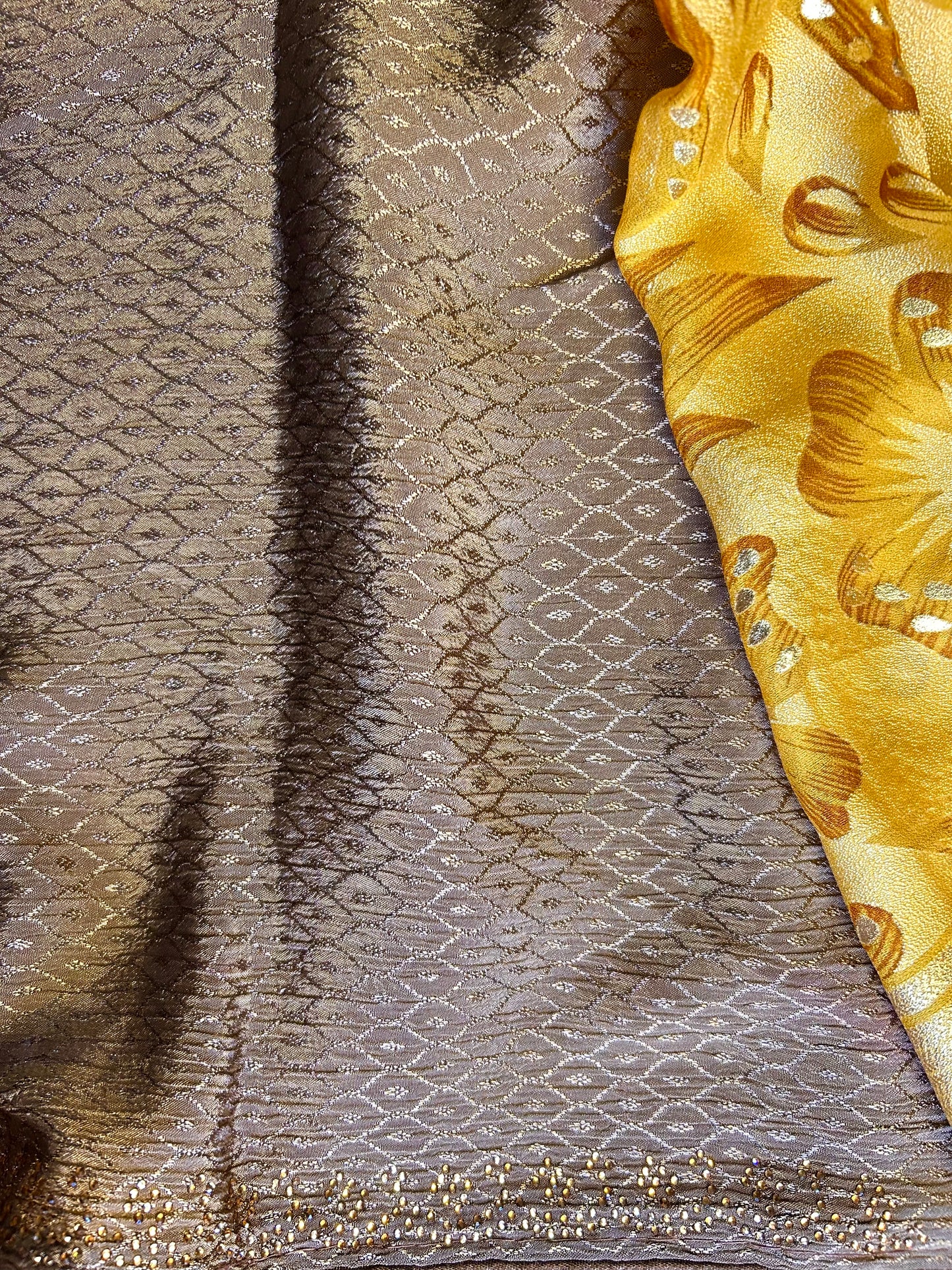 Mustard Yellow brasso saree