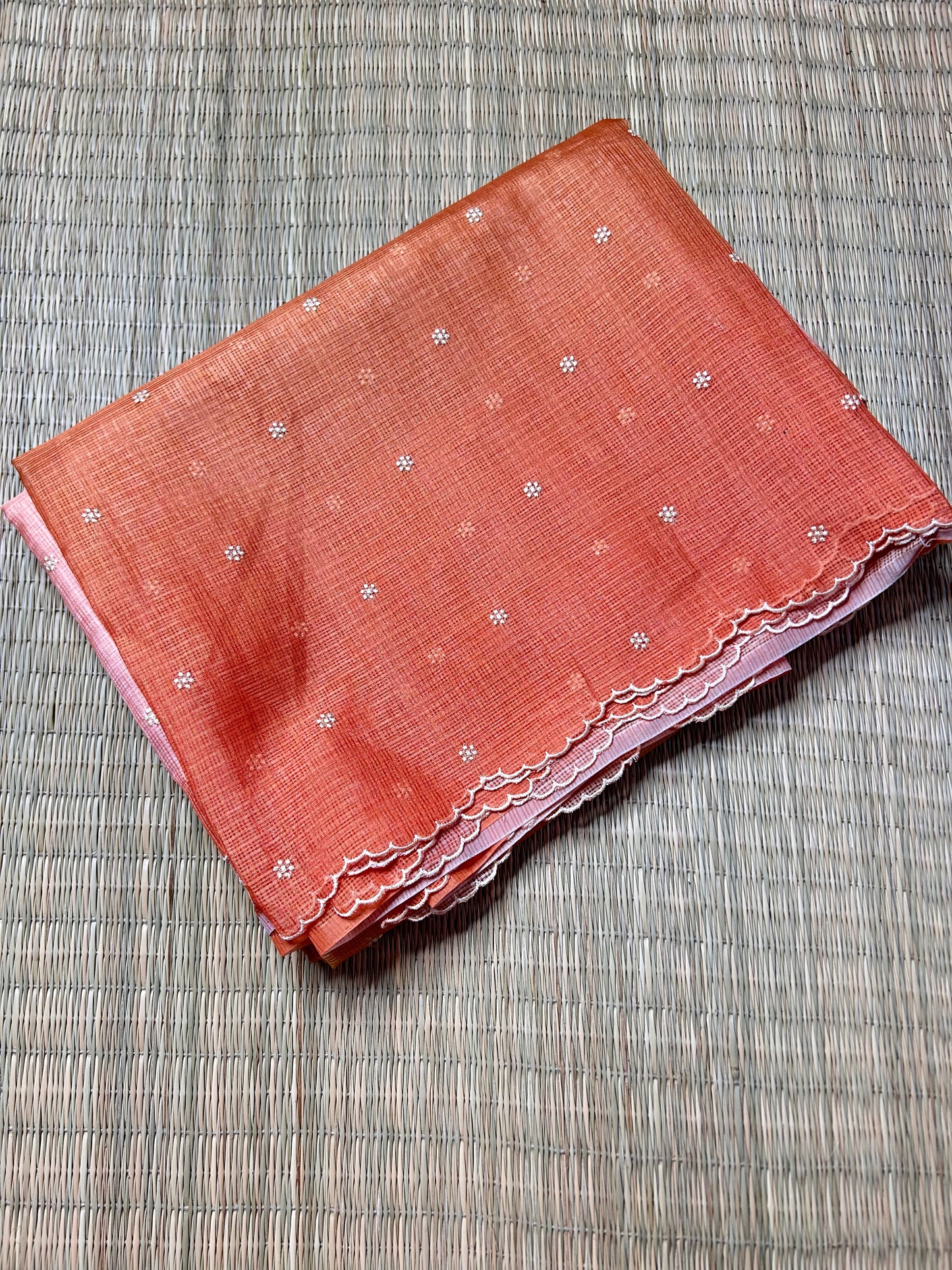 Green & off-white Kota Doria saree