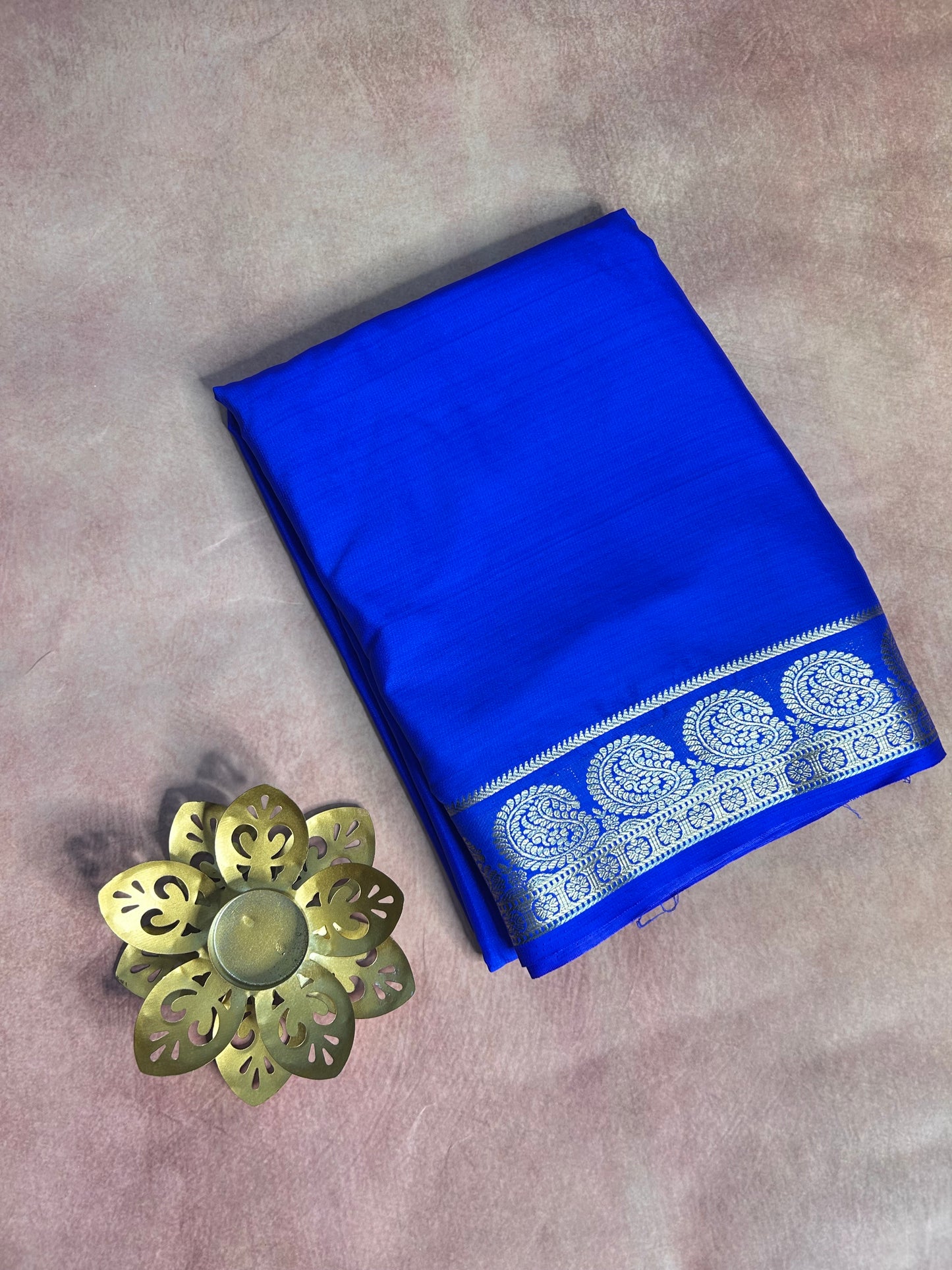 Blue mango crepe Mysore silk saree
