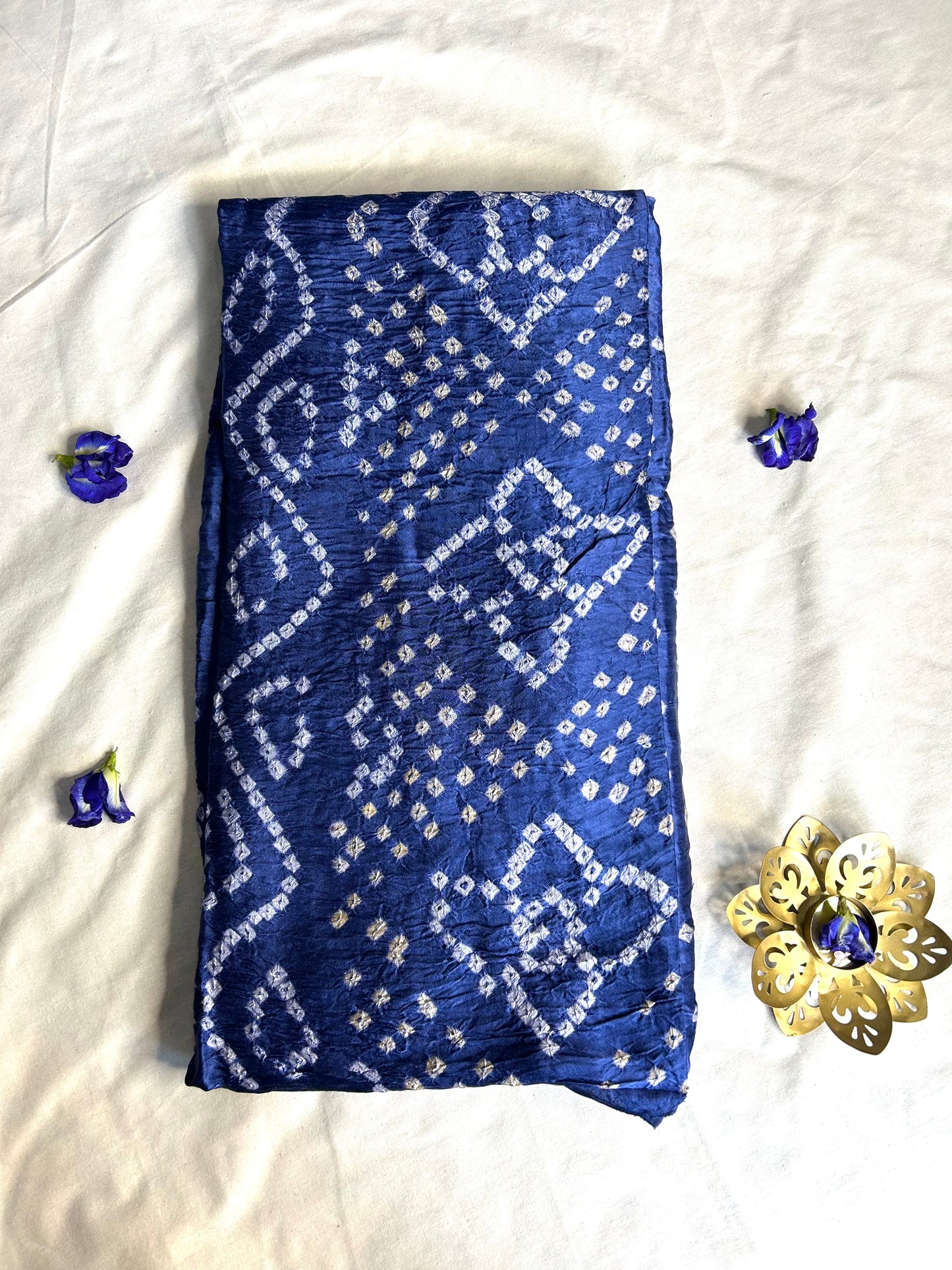 Blue bandhej pure Modal silk saree