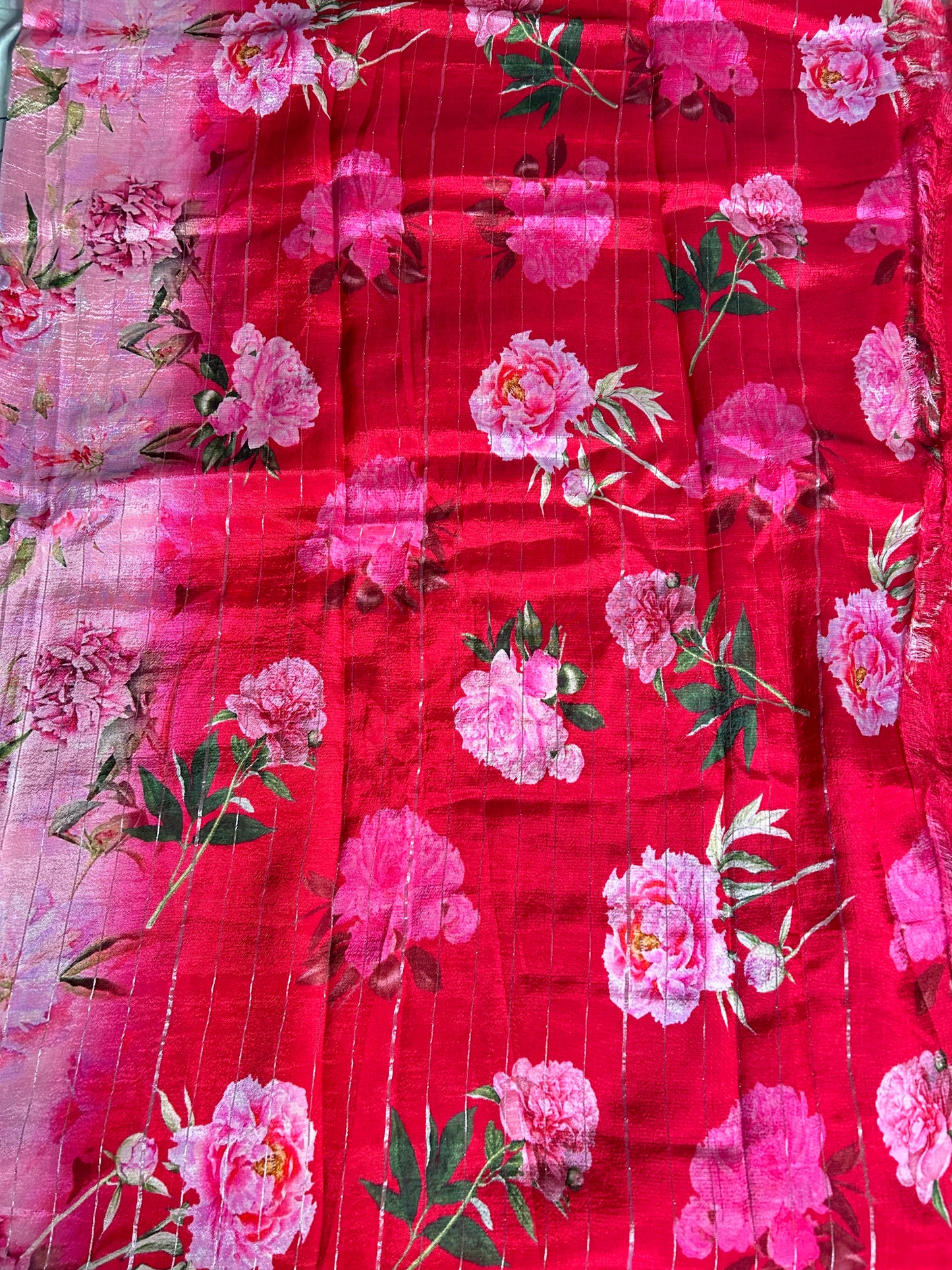 Pink digital print mangalgiri crepe saree