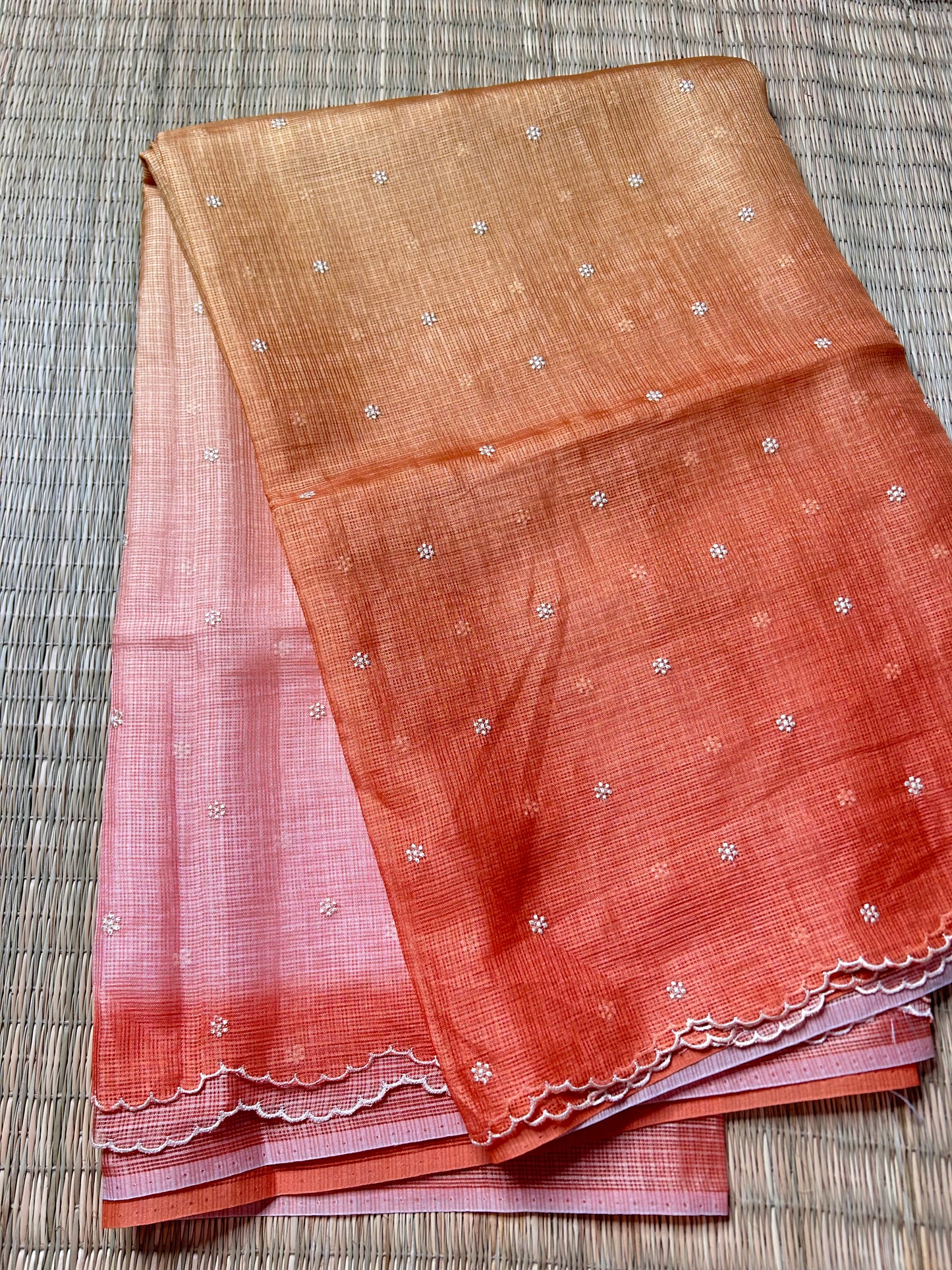 Green & off-white Kota Doria saree