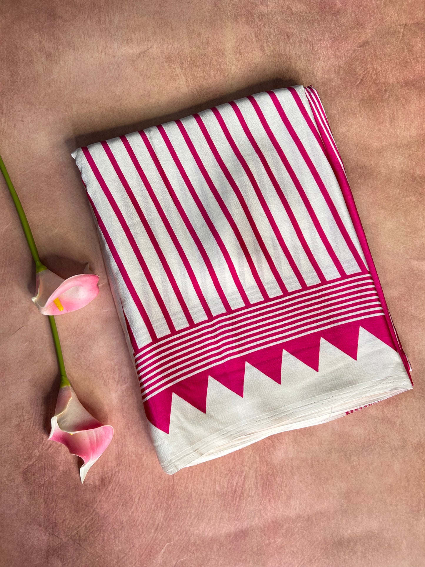 Pink Ajrakh satin saree