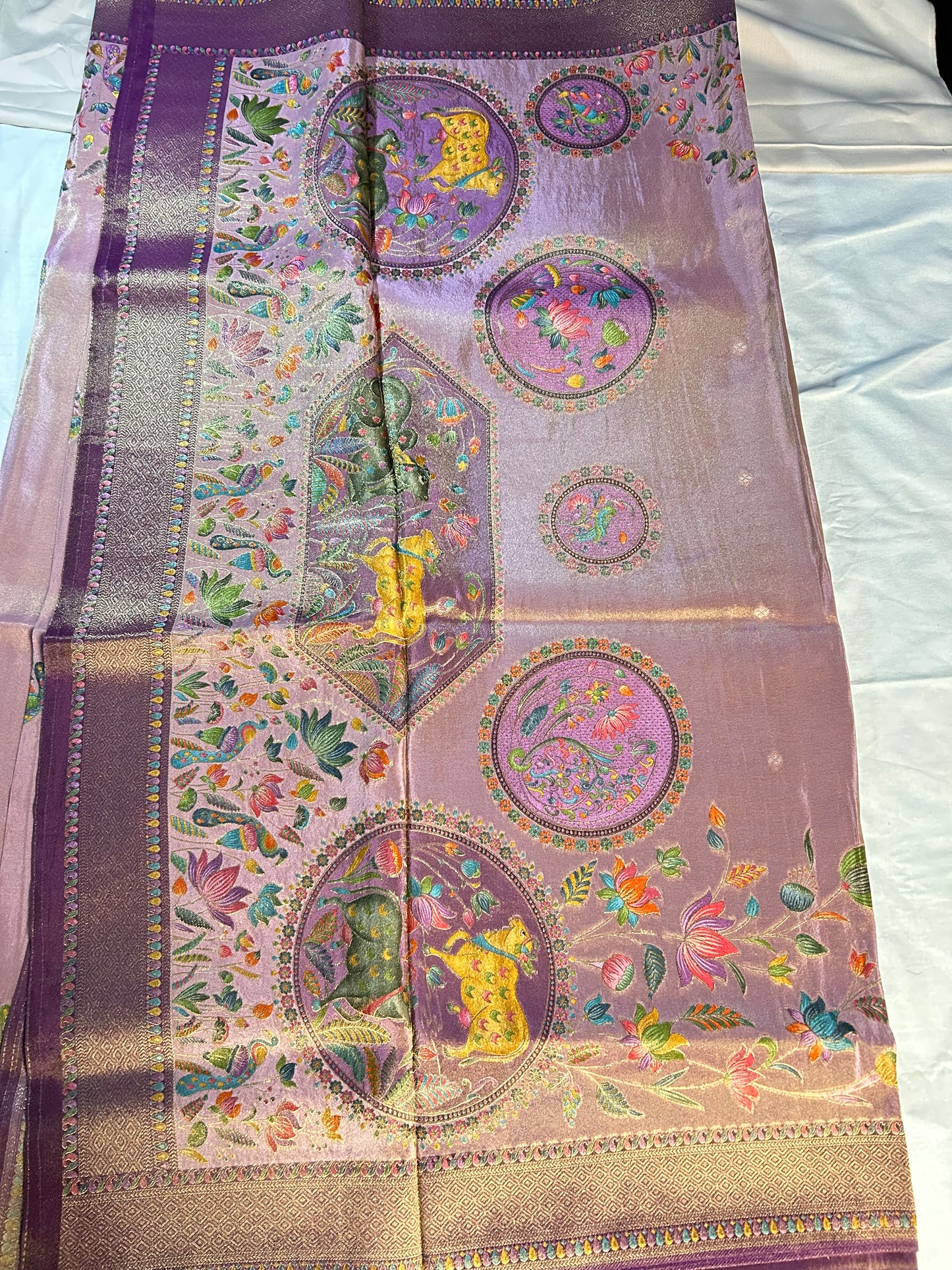 Lavender Tissue pashmina saree