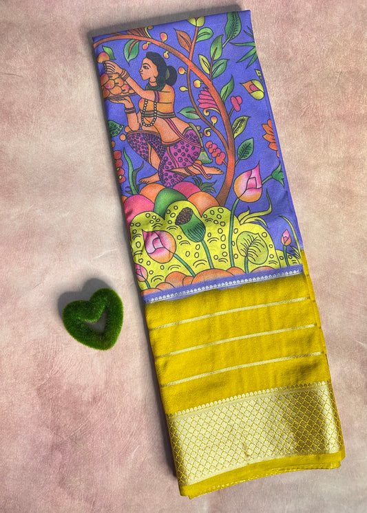 Lavender crepe Mysore silk saree