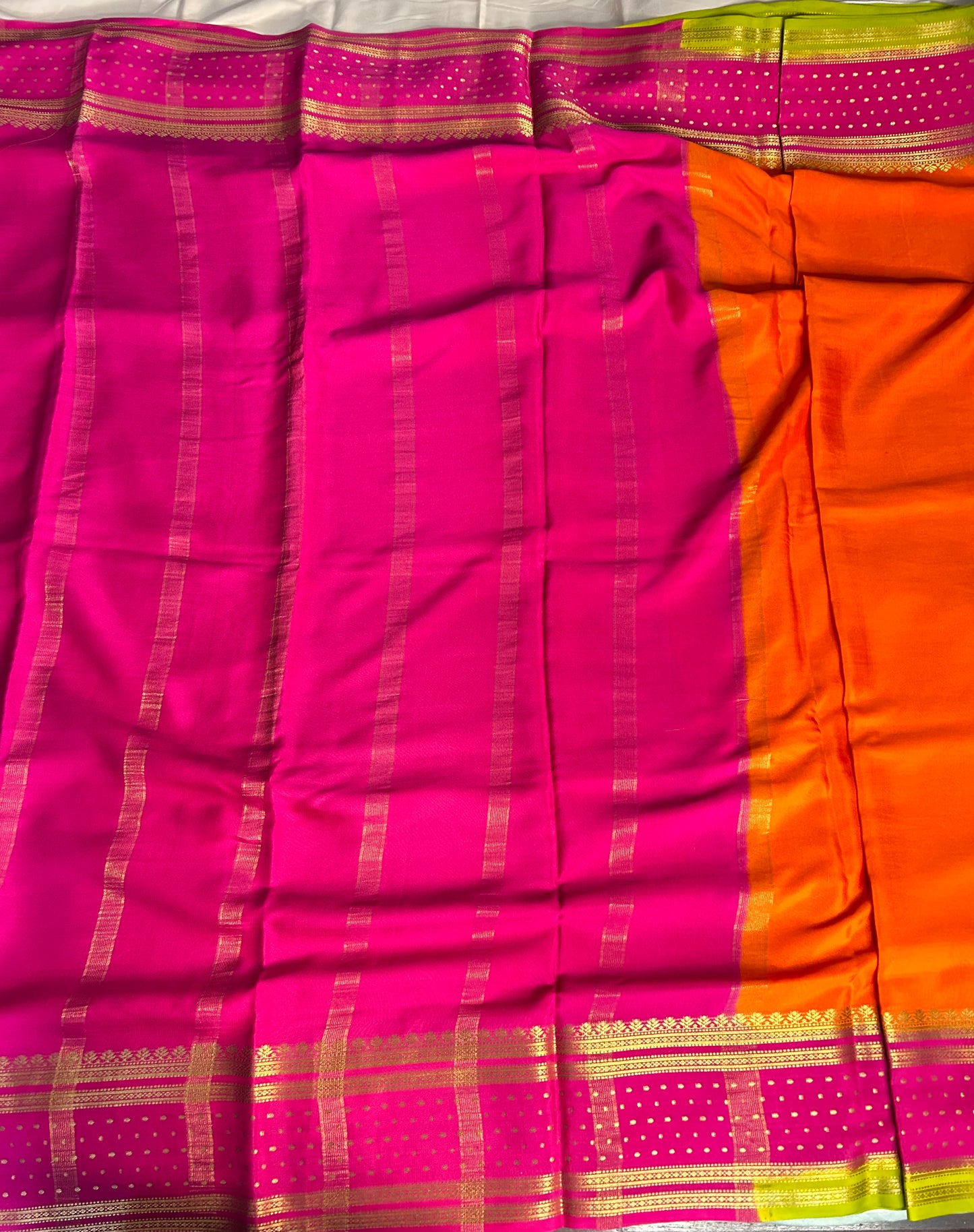 Orange pure Mysore silk saree