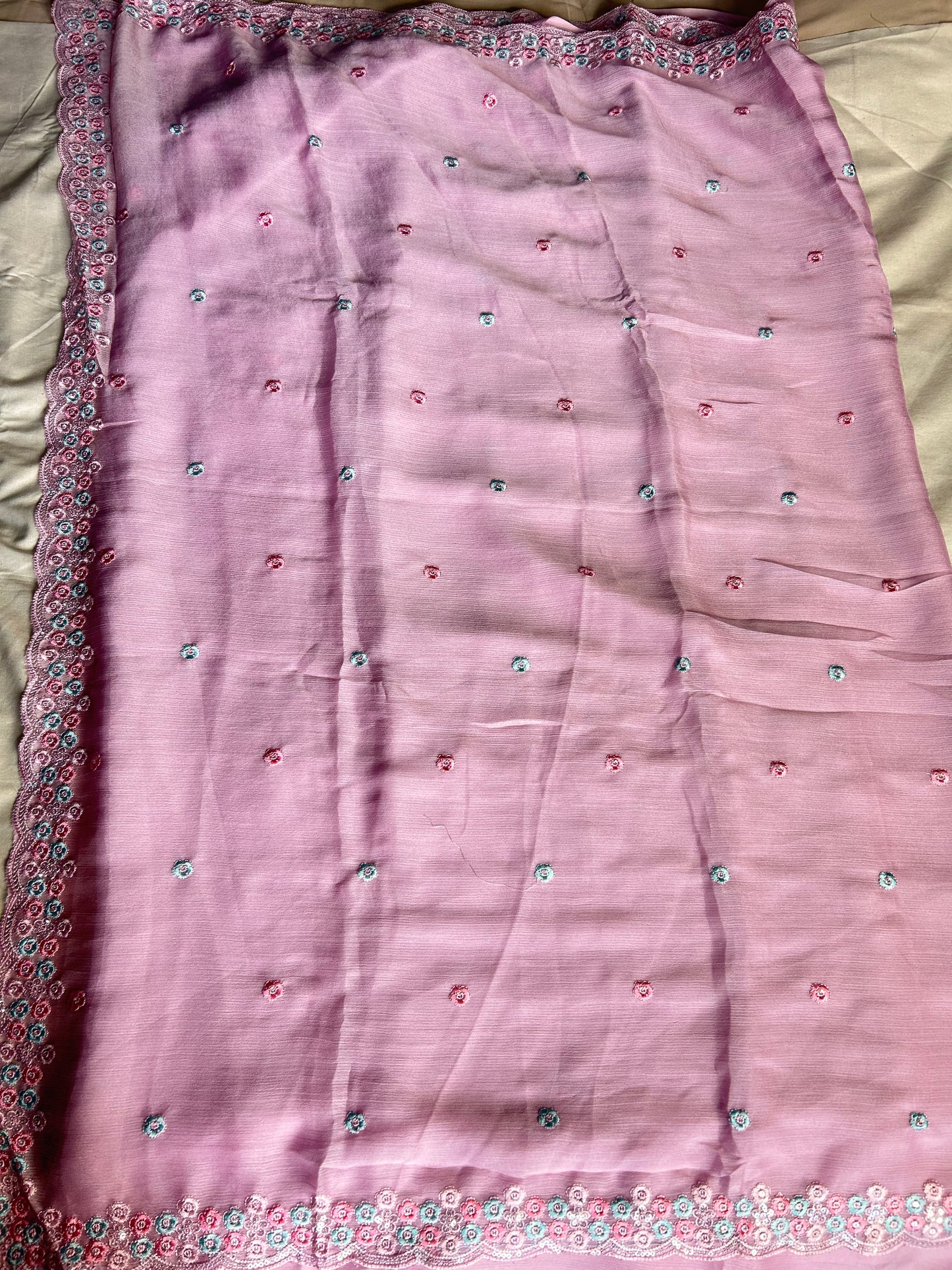 Pink fancy chiffon georgette saree